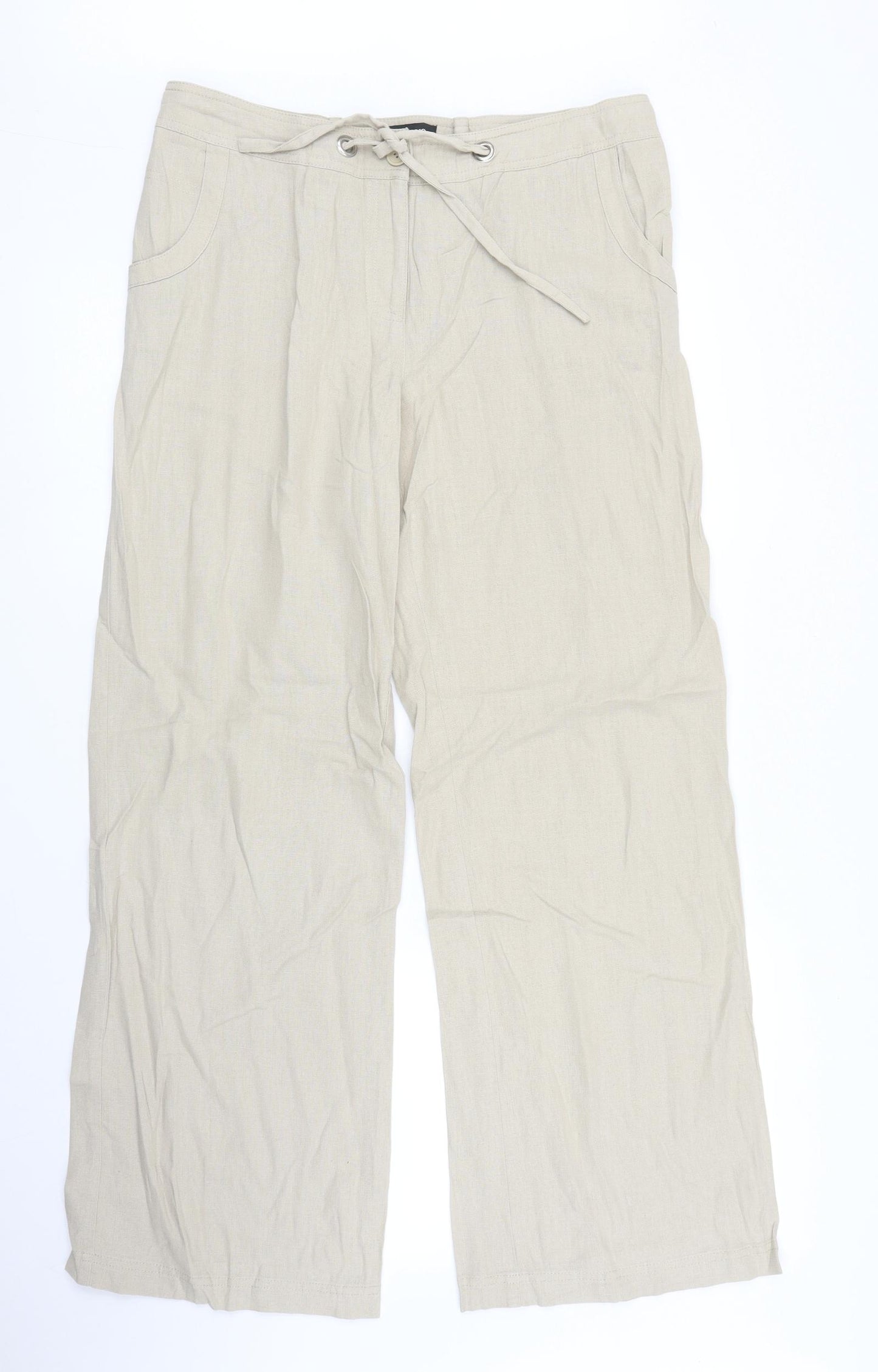 Papaya Womens Beige   Trousers  Size 14 L30 in