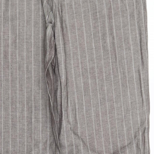 M&S Womens Brown Striped  Trousers  Size 16 L29 in