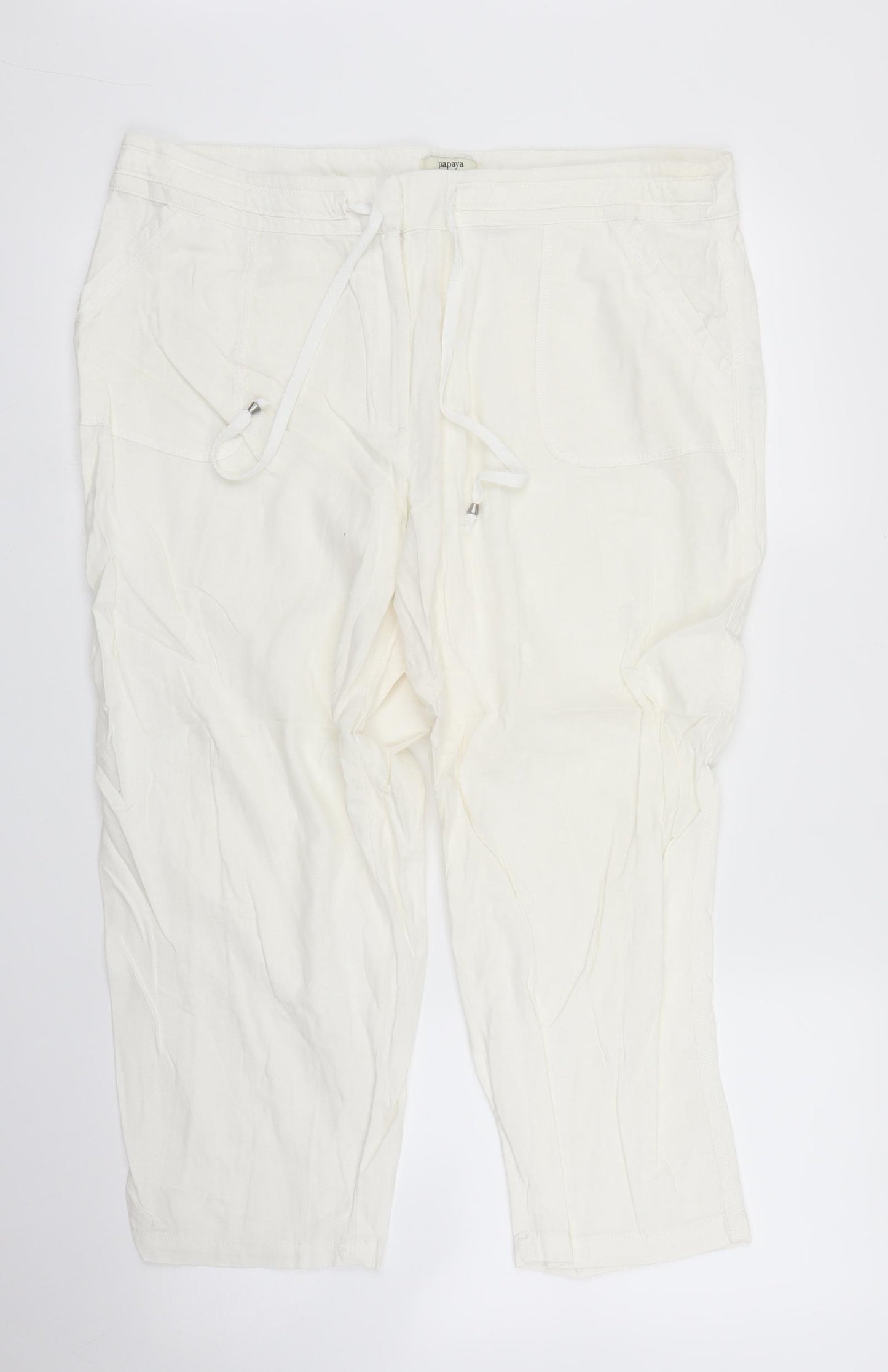 Papaya Womens White   Capri Trousers Size 16 L25 in