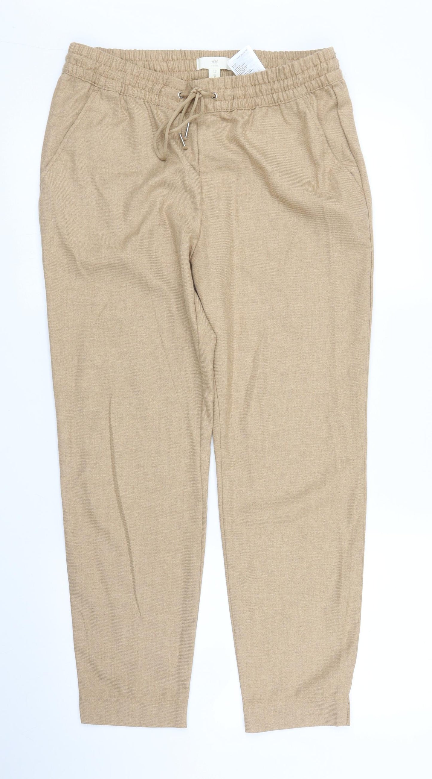 H&M Womens Beige   Capri Trousers Size 10 L26 in
