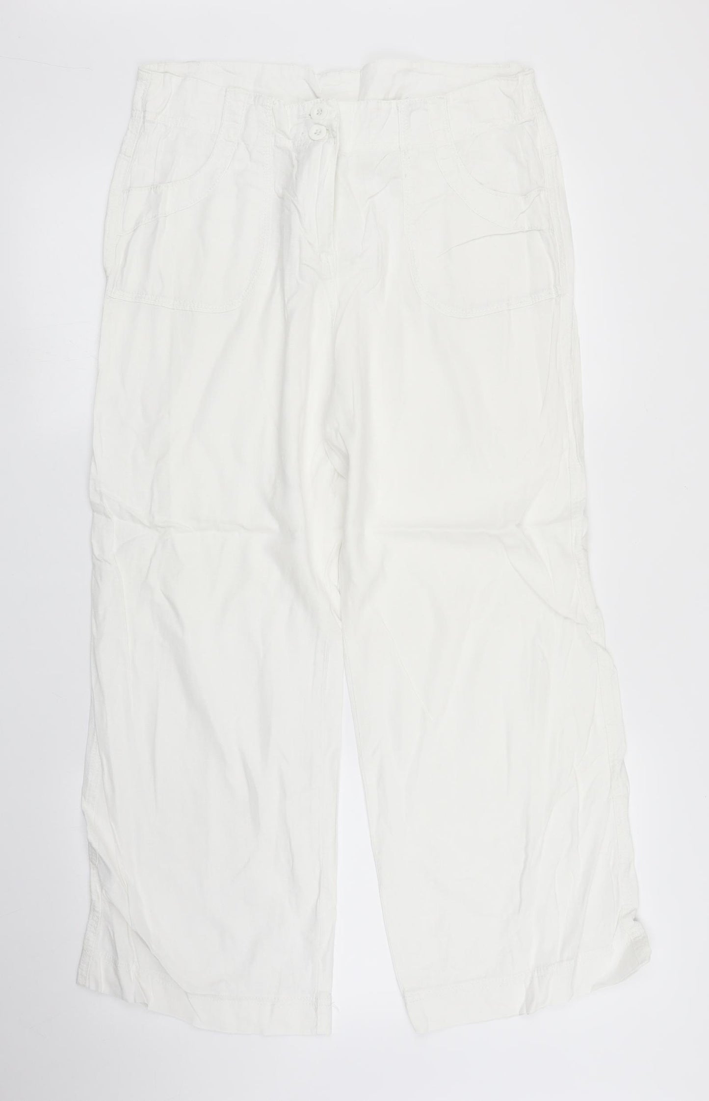 M&S Womens White   Trousers  Size 14 L26 in