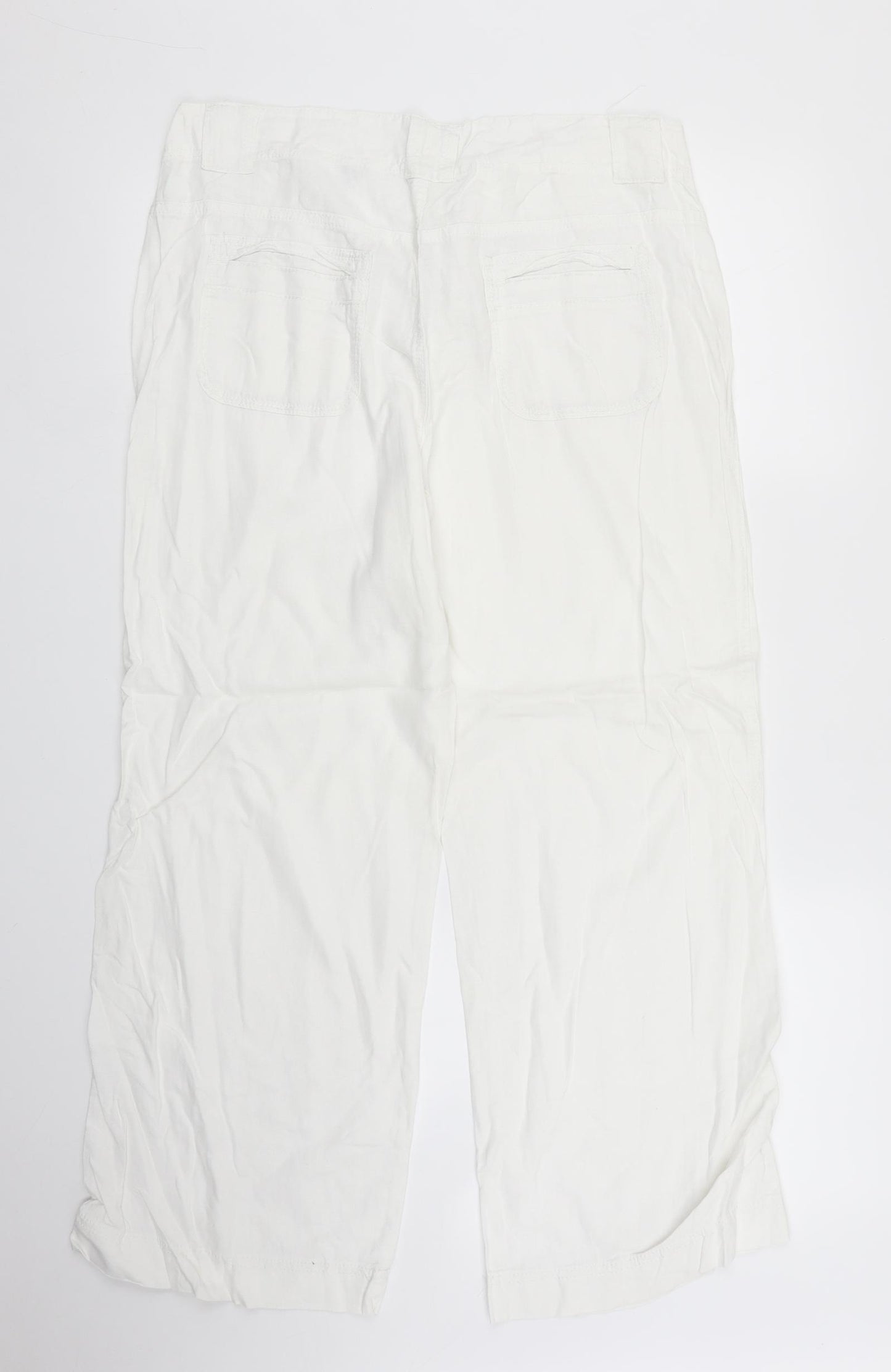 M&S Womens White   Trousers  Size 14 L26 in