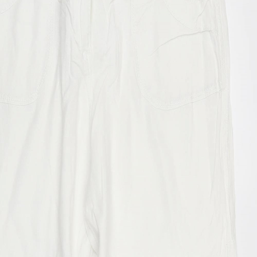 M&S Womens White   Trousers  Size 14 L26 in