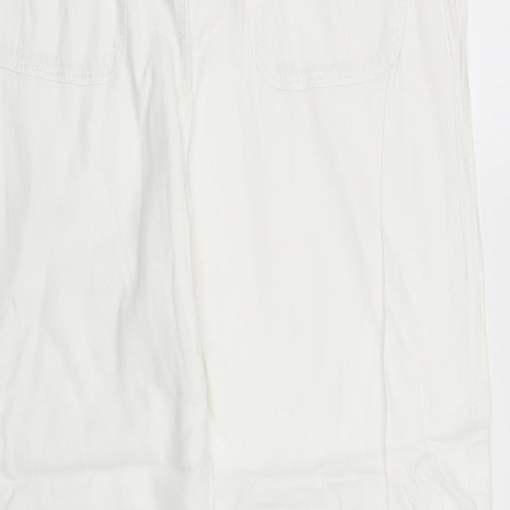 M&S Womens White   Trousers  Size 14 L26 in