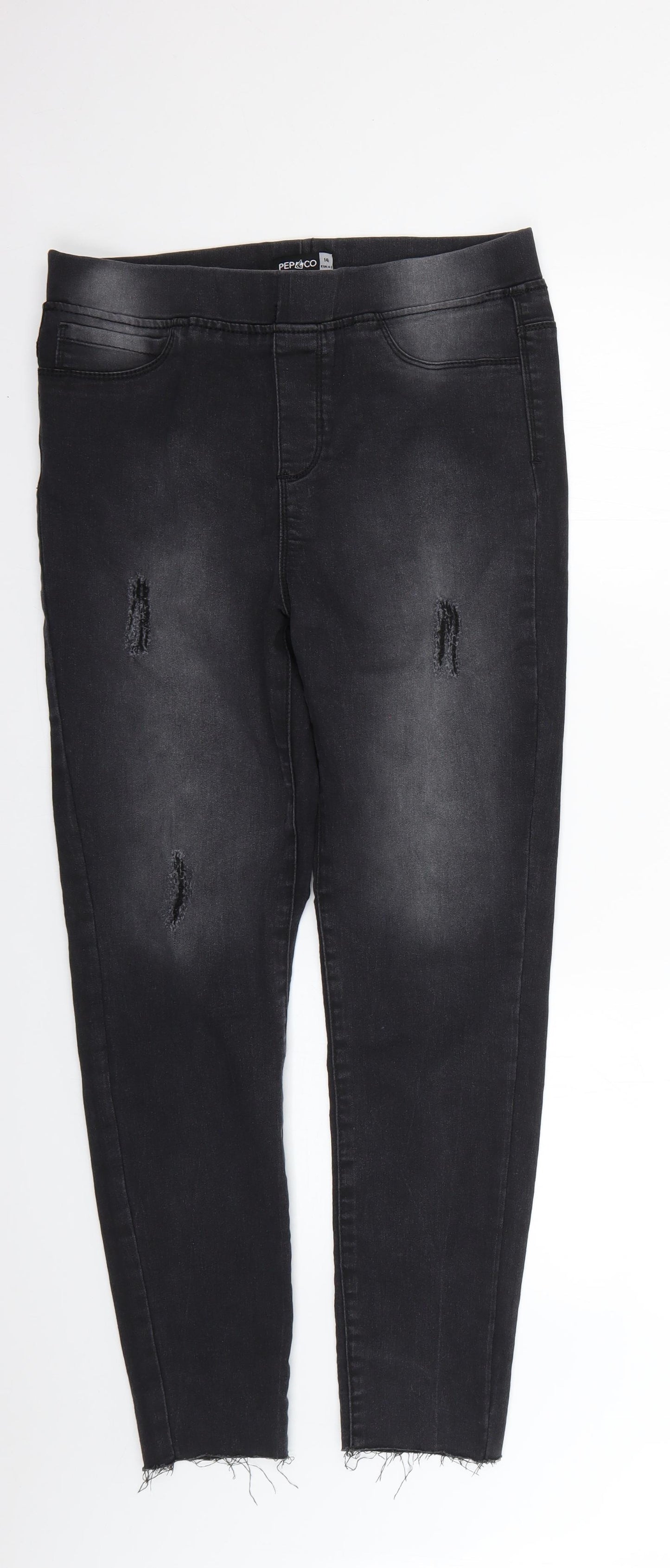 Pep&Co Womens Black   Jegging Jeans Size 14 L26 in