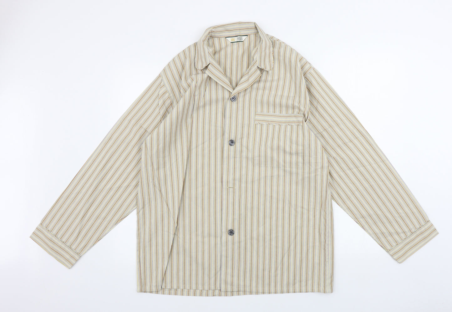 Marks and Spencer  Mens Beige Striped   Pyjama Top Size M
