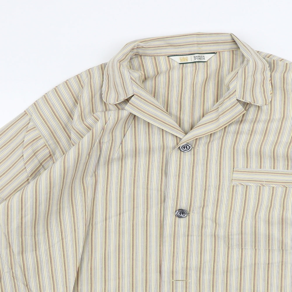 Marks and Spencer  Mens Beige Striped   Pyjama Top Size M