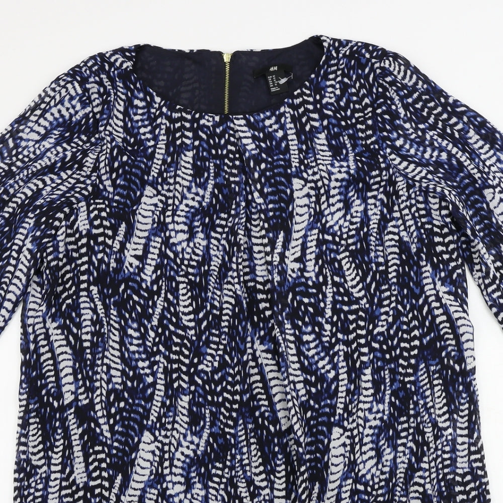 H&M  Womens Blue Animal Print  A-Line  Size 10