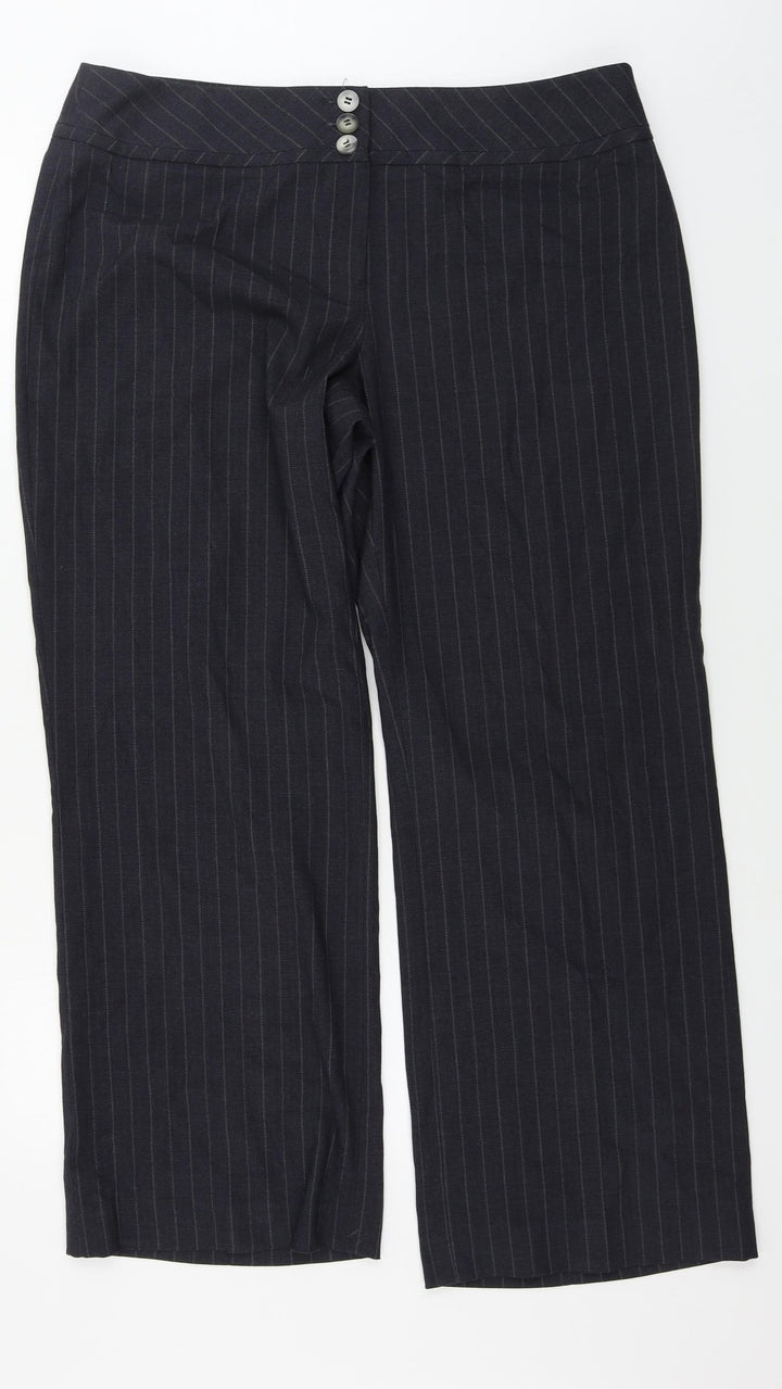 Debenhams Womens Grey Striped  Trousers  Size 16 L27 in