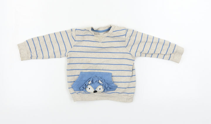 F&F  Boys Beige Striped  Pullover Jumper Size 9-12 Months