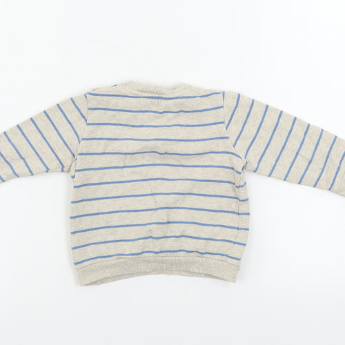 F&F  Boys Beige Striped  Pullover Jumper Size 9-12 Months