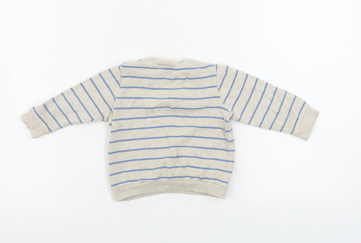 F&F  Boys Beige Striped  Pullover Jumper Size 9-12 Months