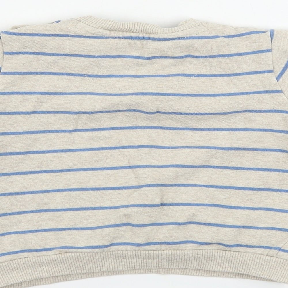 F&F  Boys Beige Striped  Pullover Jumper Size 9-12 Months