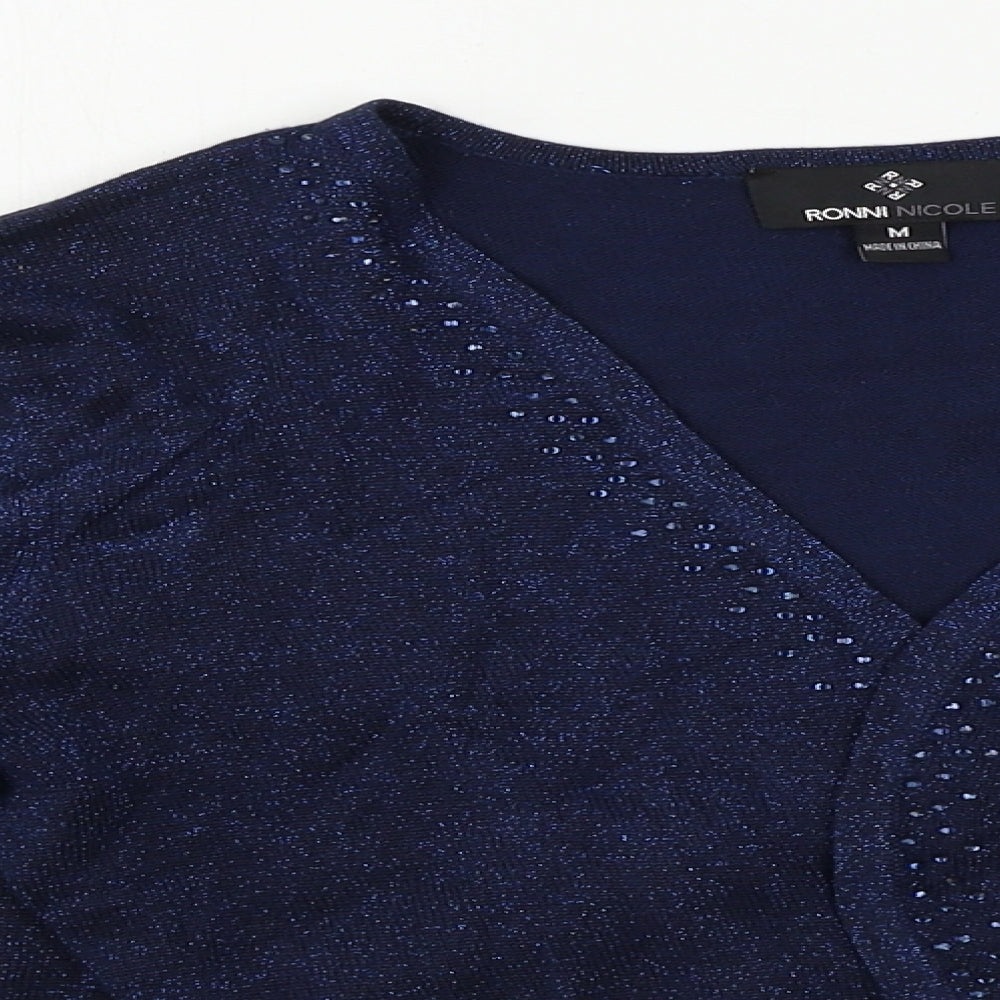 Ronni Nicole  Womens Blue   Cardigan Jumper Size M
