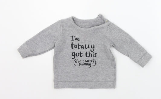 Front view of George Baby Grey jumper, size 3-6, Months