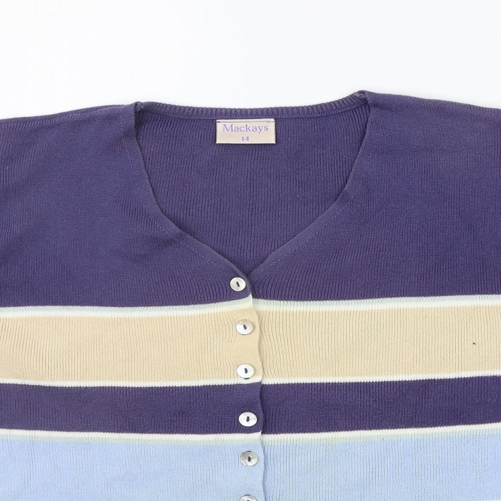 mackays Womens Blue Striped  Cardigan Jumper Size 14