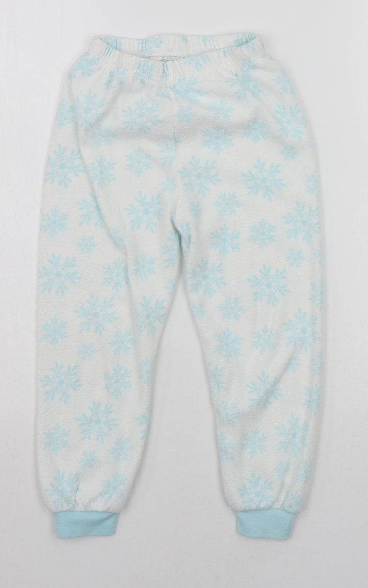 Primark Girls White Geometric  Top Pyjama Pants Size 4-5 Years  - STARS