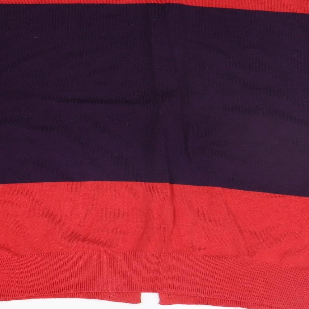 Marks and Spencer Womens Red Striped  Cardigan Jumper Size 14
