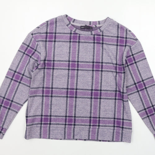 Marks and Spencer Womens Purple Check  Pullover Jumper Size 12