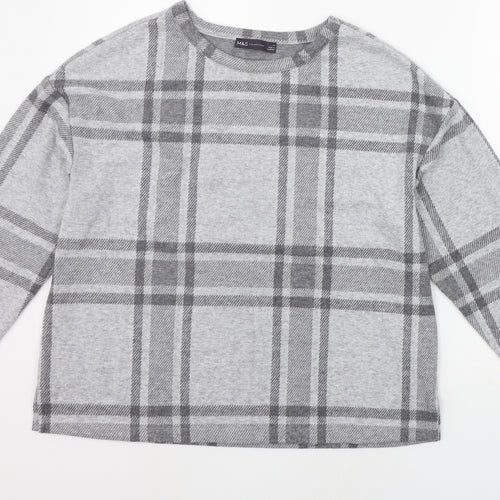 Marks and Spencer Womens Grey Check  Pullover Jumper Size 14