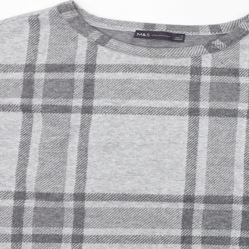 Marks and Spencer Womens Grey Check  Pullover Jumper Size 14