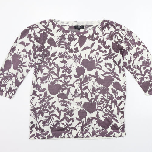 Soon Womens Purple Floral  Pullover Hoodie Size 12