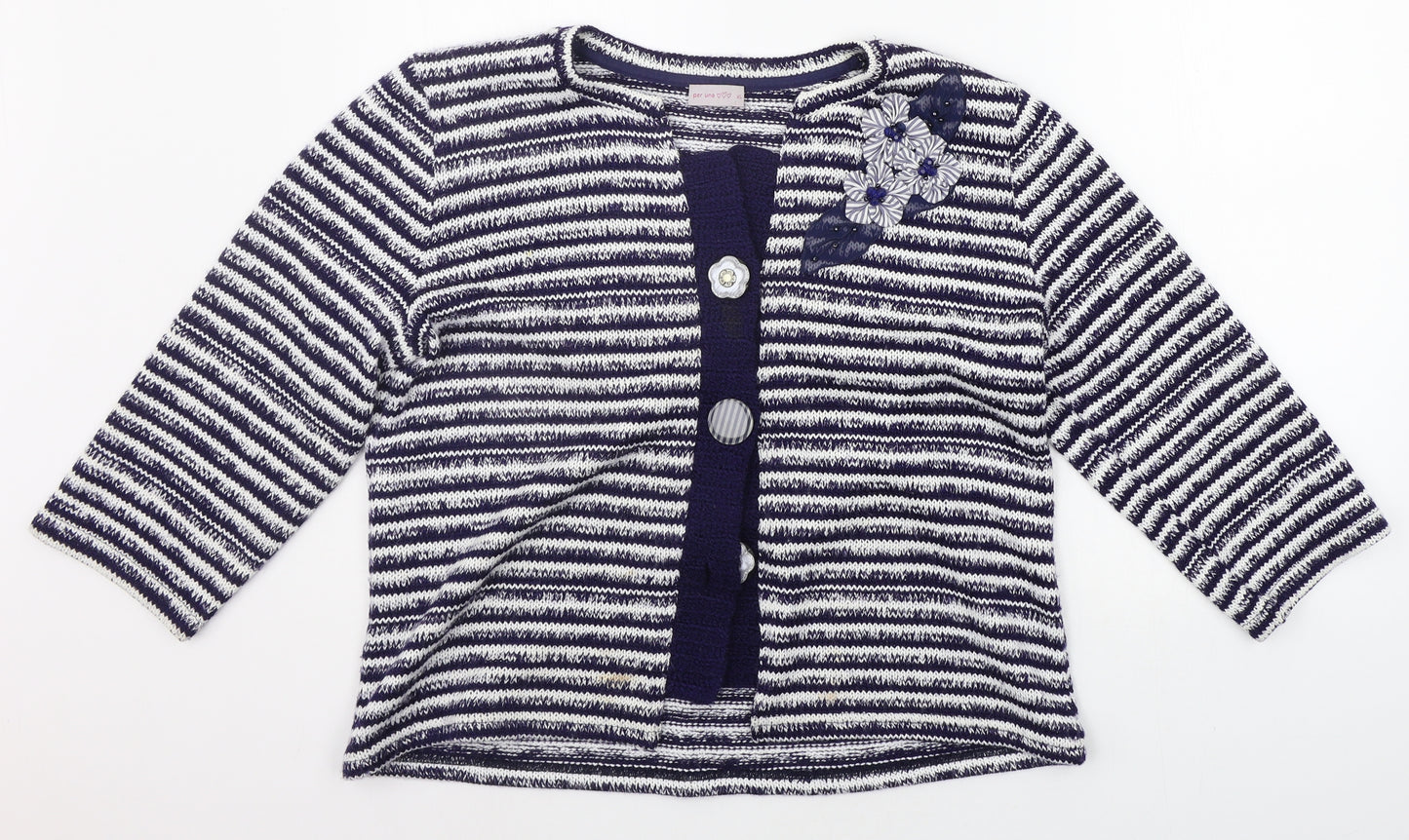 Per Una Womens Blue Striped  Cardigan Jumper Size XL