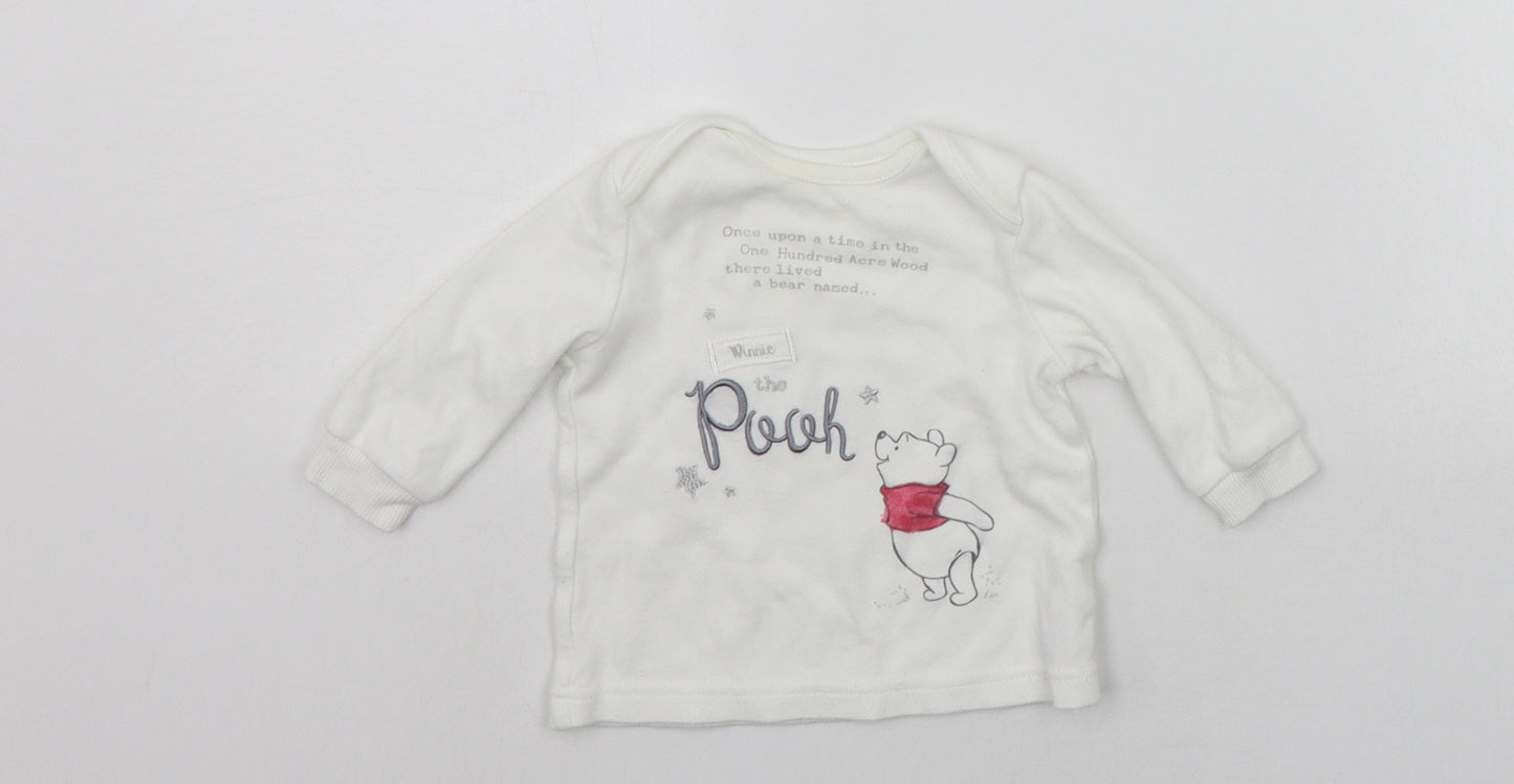 George Baby White   Basic T-Shirt Size 3-6 Months  - Pooh Bear