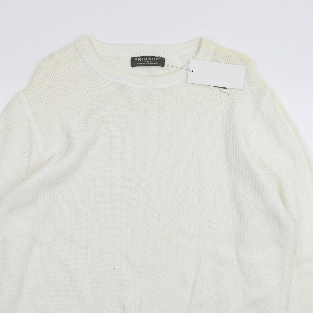 Primark Womens White   Pullover Jumper Size L