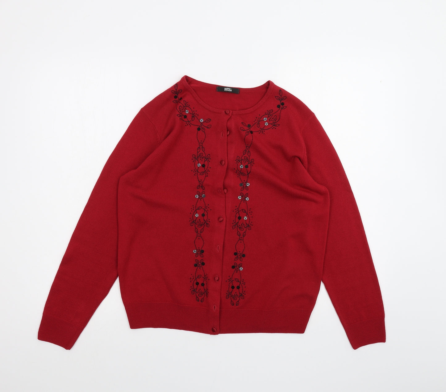 Marks and Spencer Womens Red   Cardigan Jumper Size 14