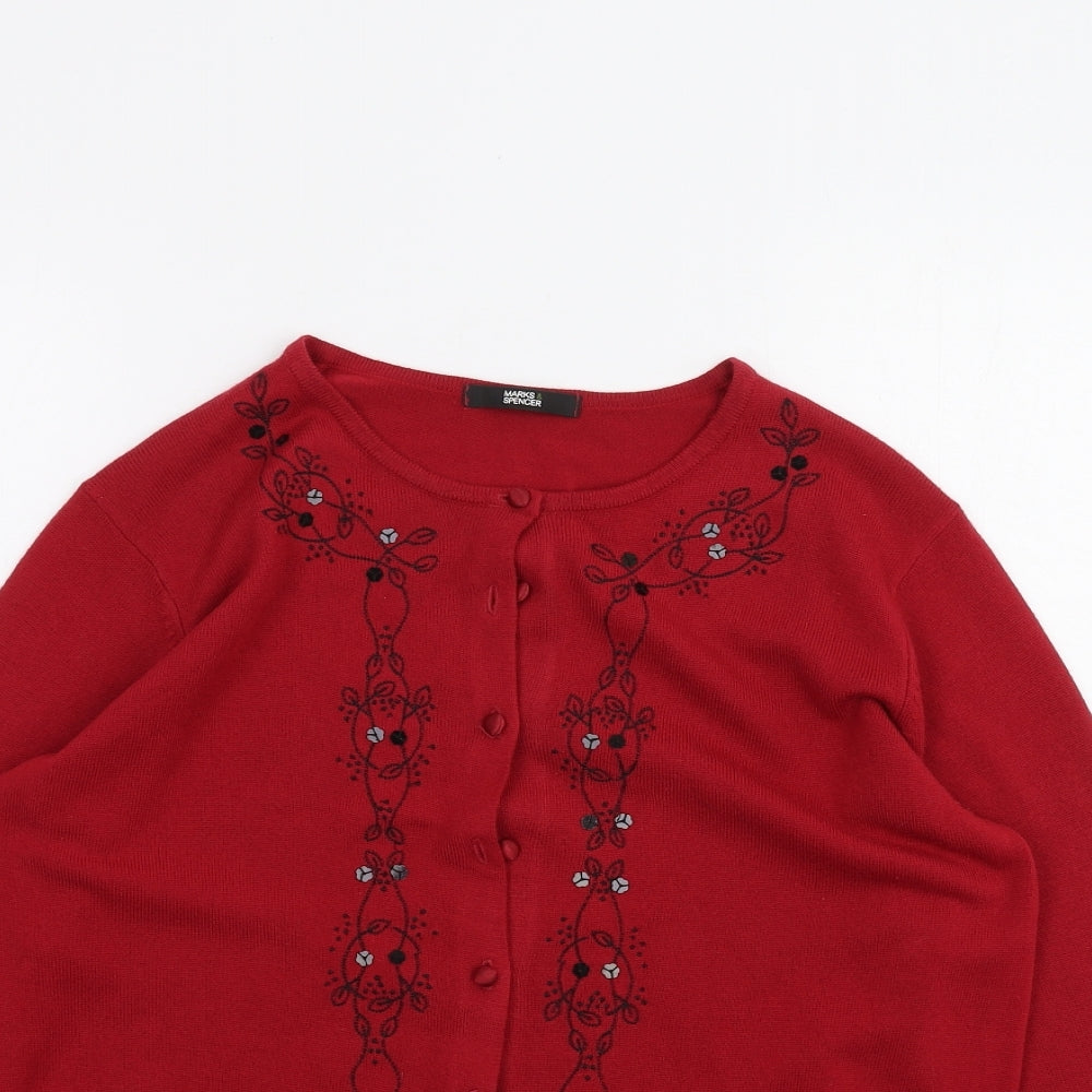 Marks and Spencer Womens Red   Cardigan Jumper Size 14