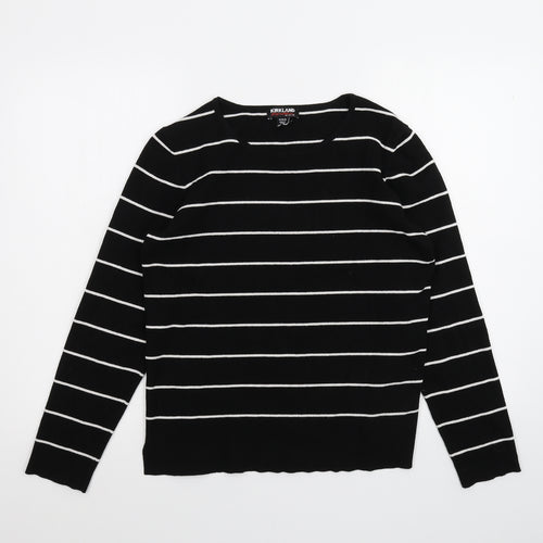 Kirkland Womens Black Striped  Basic T-Shirt Size M