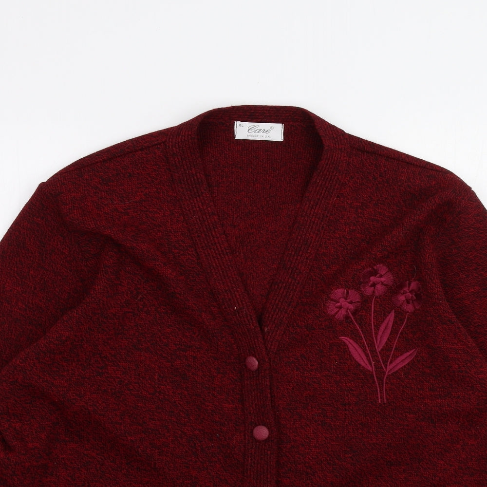 care Womens Red   Cardigan Jumper Size XL