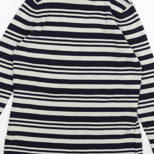 Warehouse Womens White Striped  Basic T-Shirt Size 12