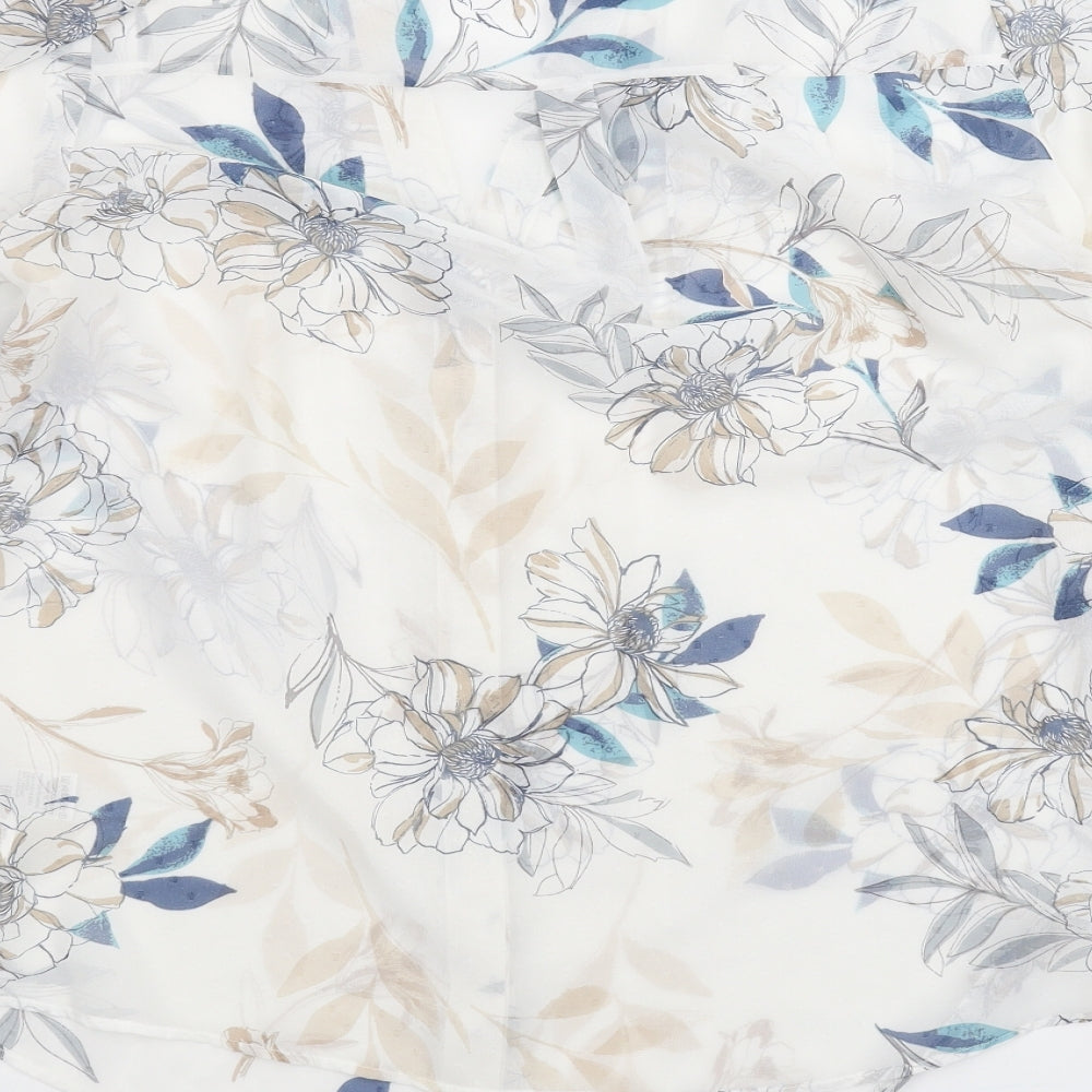 Marks and Spencer Womens White Floral  Basic Button-Up Size 14