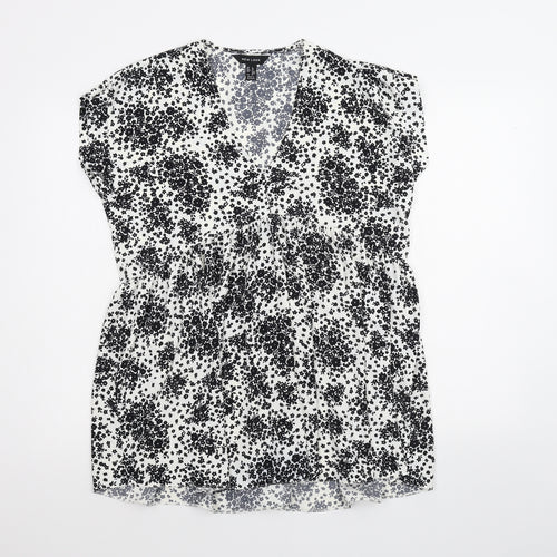 New Look Womens White Floral  Basic Blouse Size 8