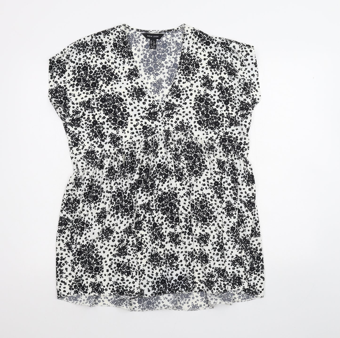 New Look Womens White Floral  Basic Blouse Size 8
