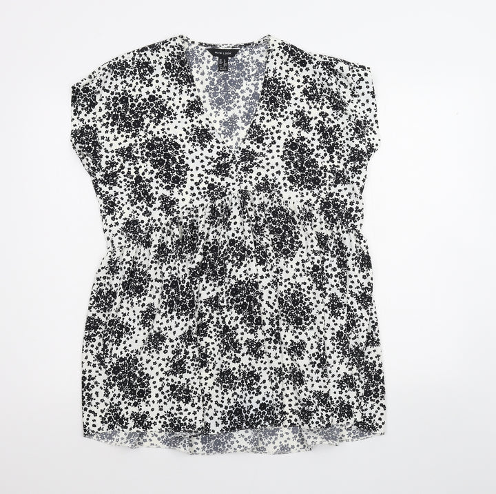 New Look Womens White Floral  Basic Blouse Size 8