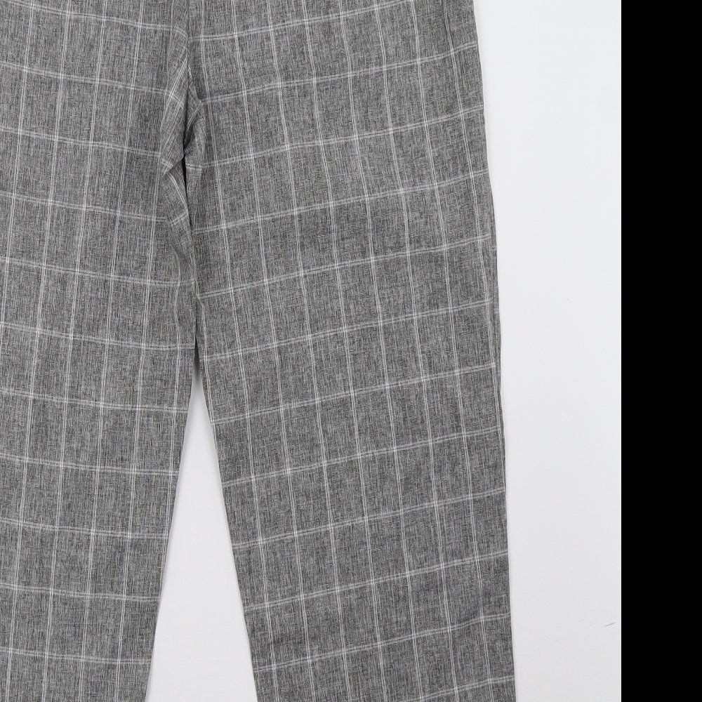 SheIn Womens Grey Check  Trousers  Size L L28 in