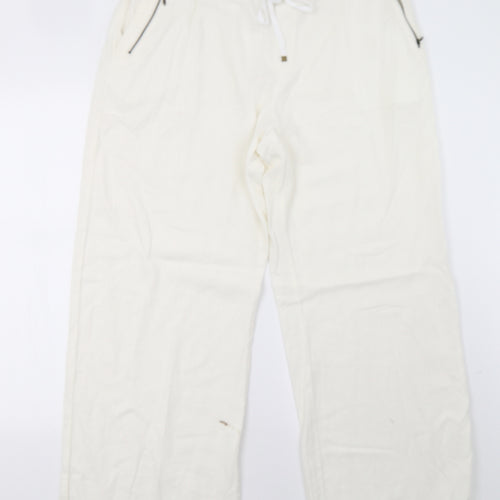 Sainsburys Womens White   Trousers  Size 18 L28 in
