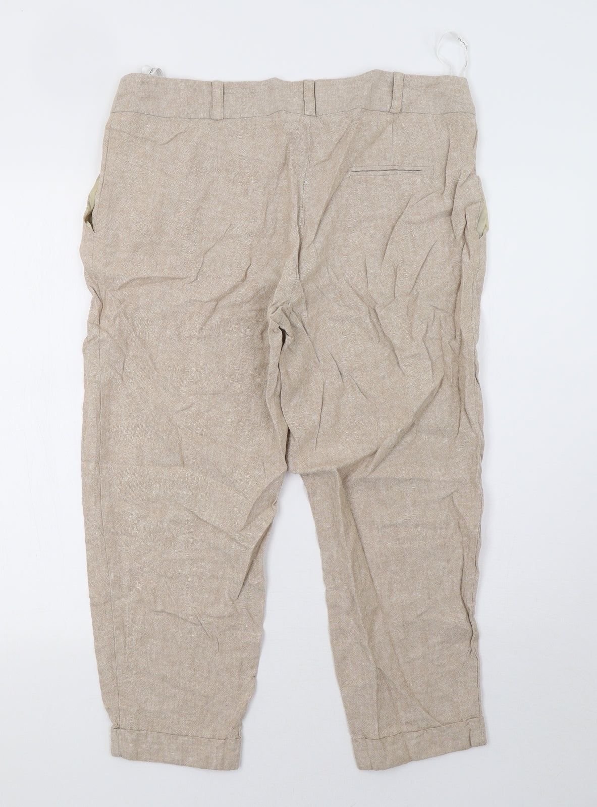Dorothy Perkins Womens Beige   Cropped Trousers Size 16 L24 in