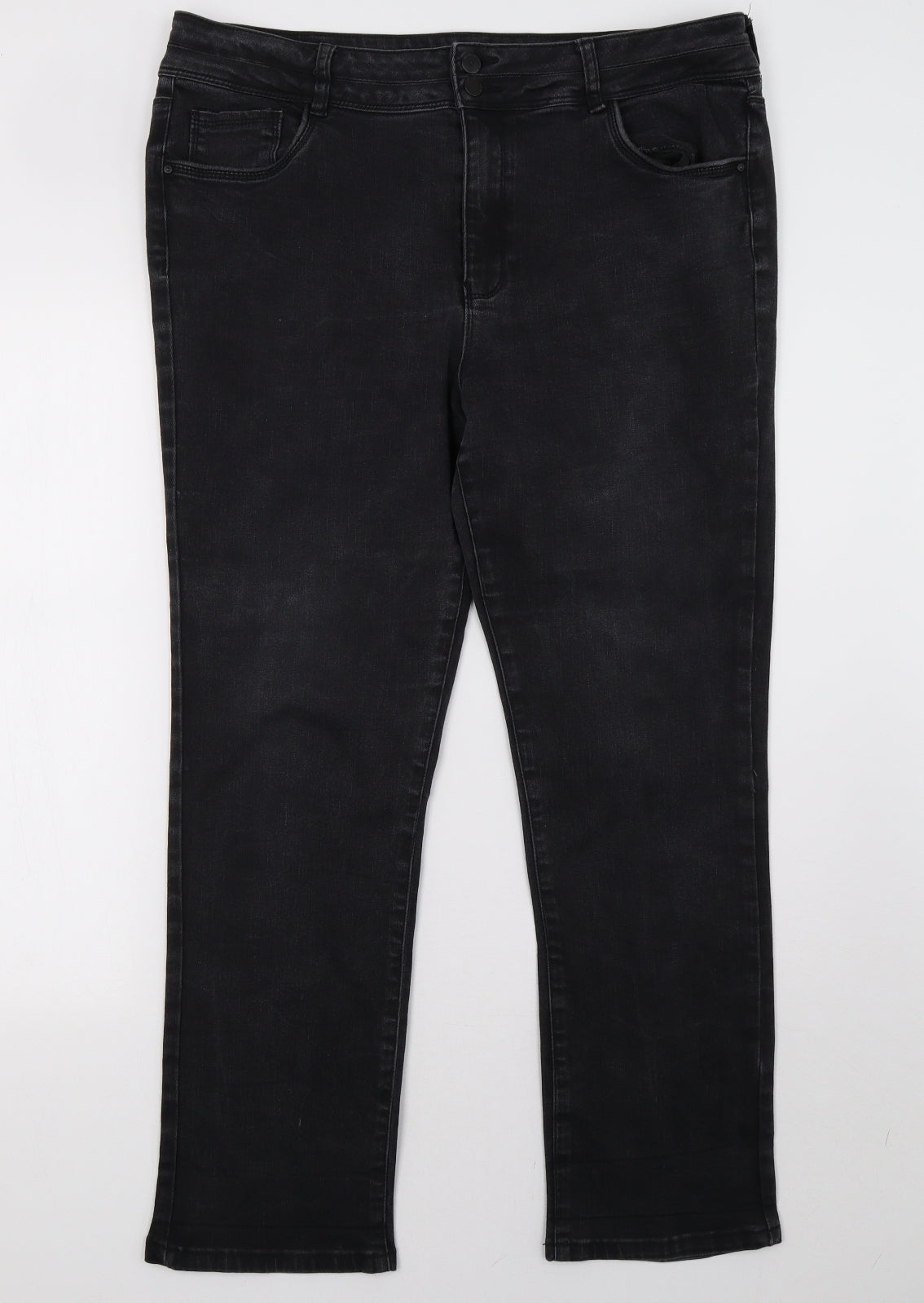 F&F Womens Black  Denim Straight Jeans Size 18 L28 in