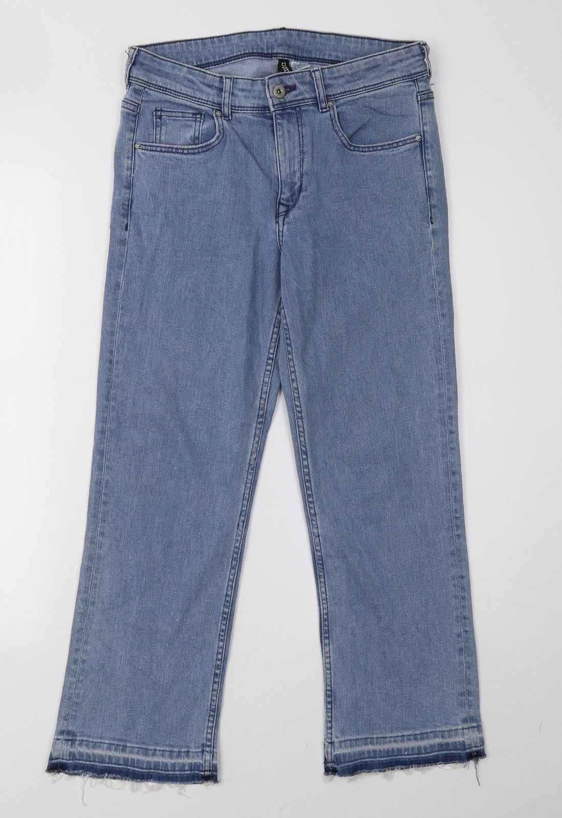 H&M Womens Blue  Denim Straight Jeans Size 8 L26 in