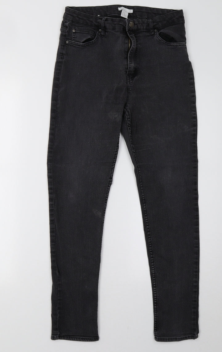H&M Womens Grey   Trousers  Size 8 L28 in