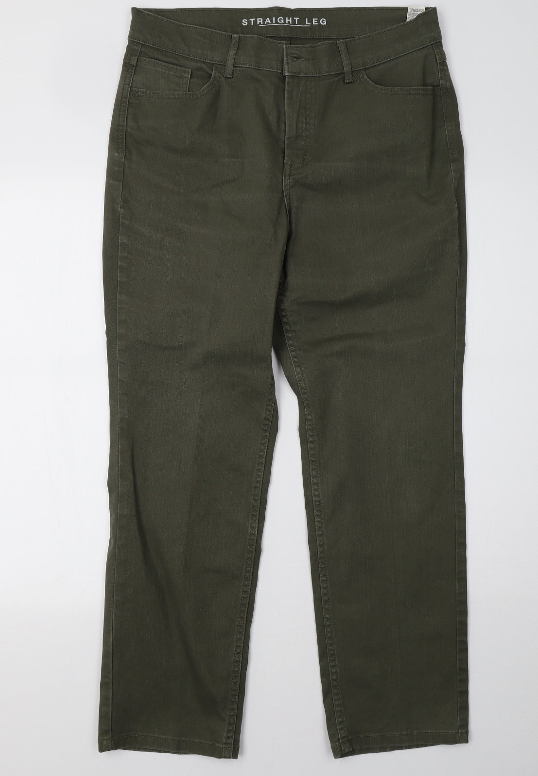 Marks and Spencer Womens Green  Denim Straight Jeans Size 14 L29 in