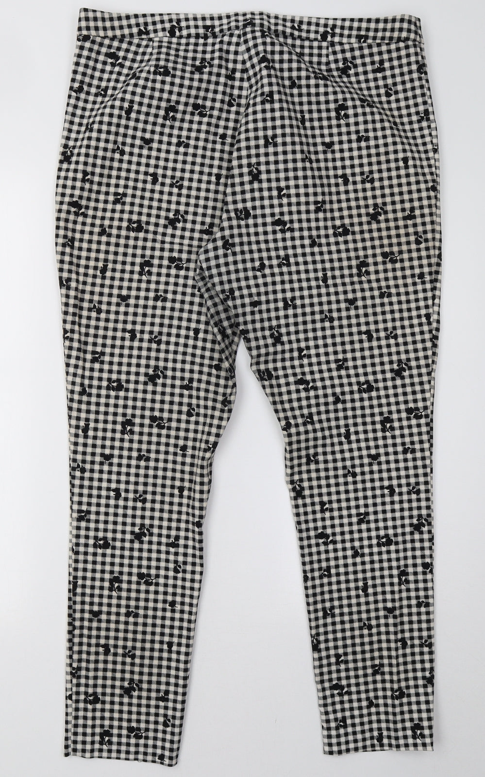 F&F Womens White Check  Trousers  Size 16 L28 in
