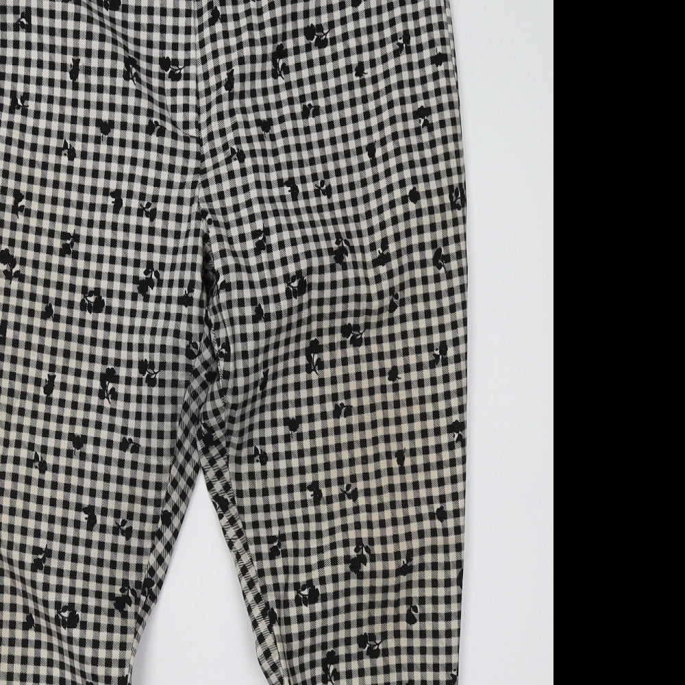 F&F Womens White Check  Trousers  Size 16 L28 in