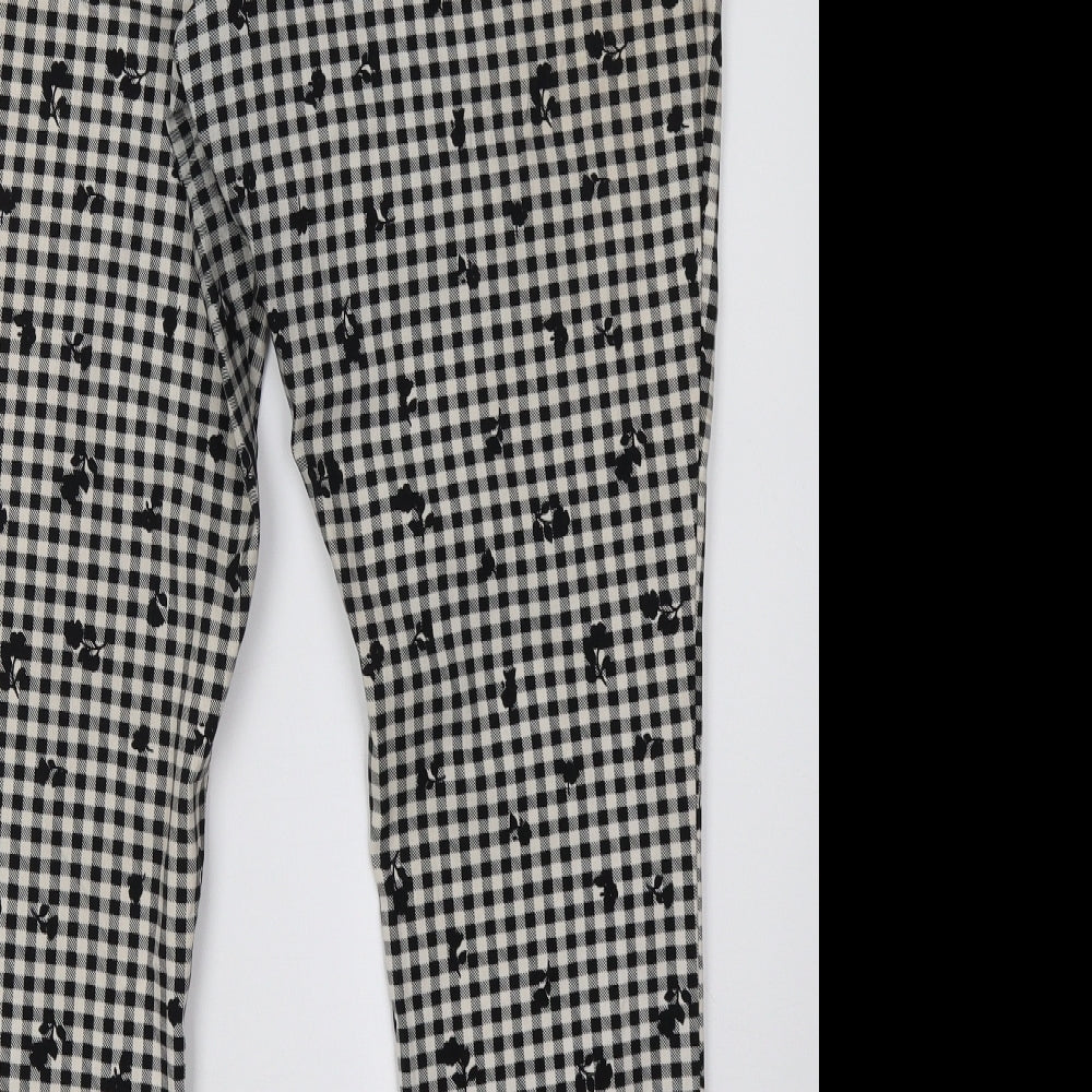 F&F Womens White Check  Trousers  Size 16 L28 in
