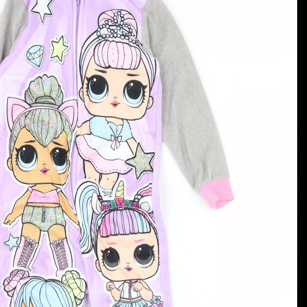 George Girls Purple Solid Fleece Cami One Piece Size 6 Years