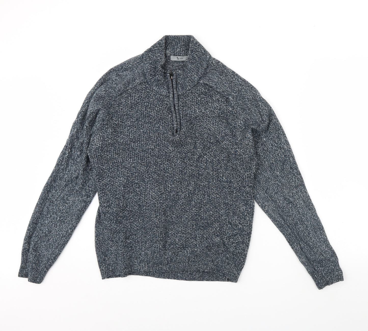TU Mens Blue   Henley Jumper Size M